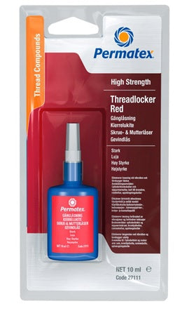 Permatex threadlocker, high strength red, 10 ml