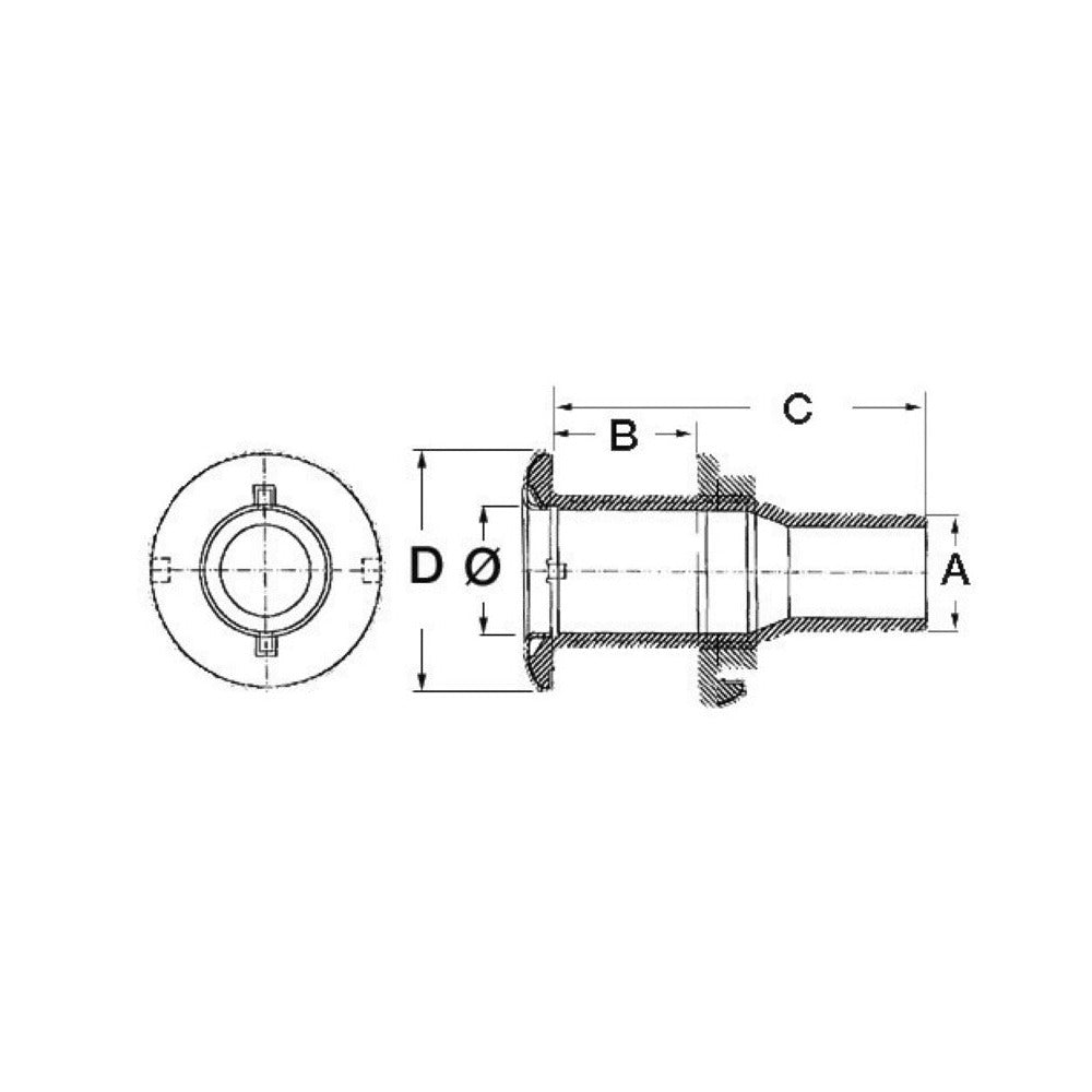 Skin fitting with hose adaptor