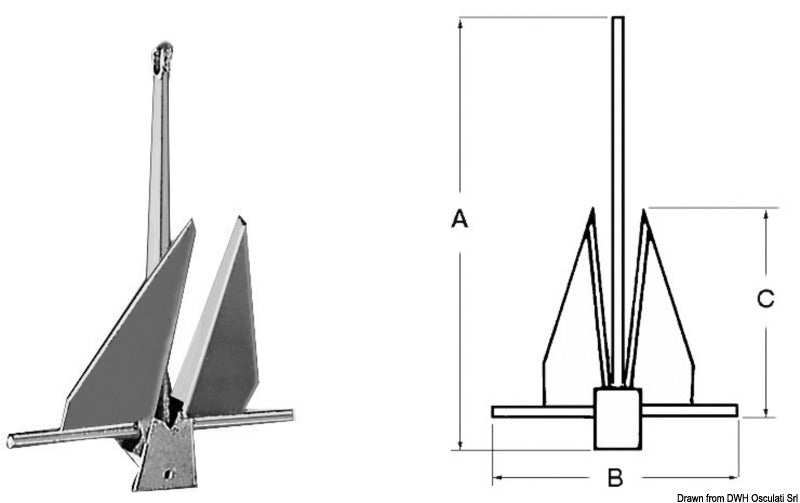 DANFORTH type galvanized anchor
