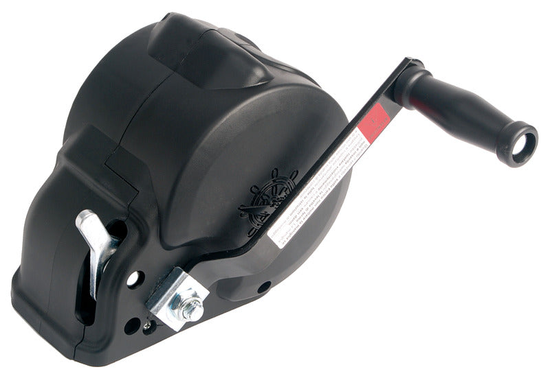 Boat haulage winch with technopolymer external case