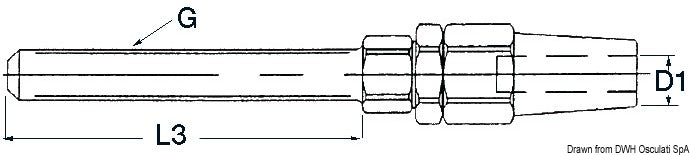 Terminals for fitting into tensioners with right metric screw threads