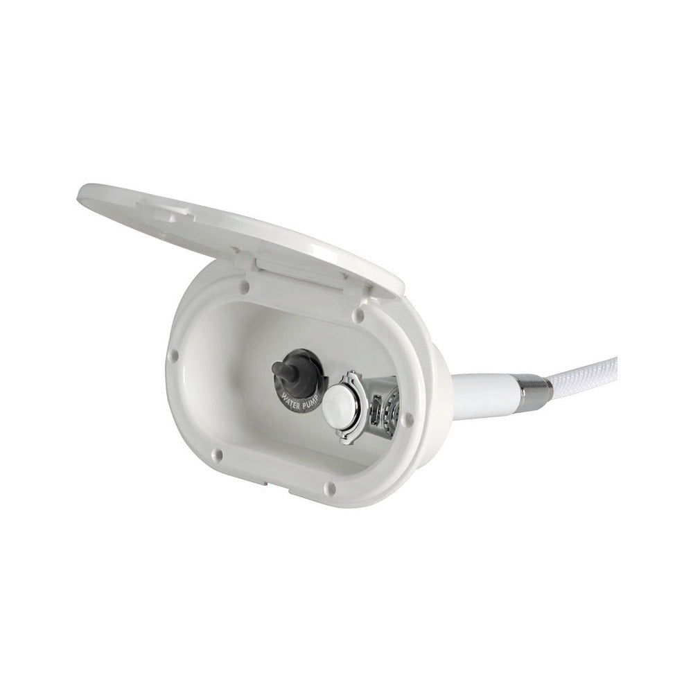 Deck shower with Mizar push-button shower head fit