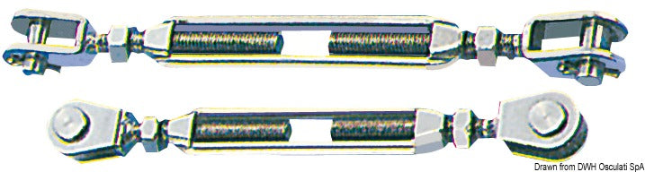Rigging screws with two fixed jaws
