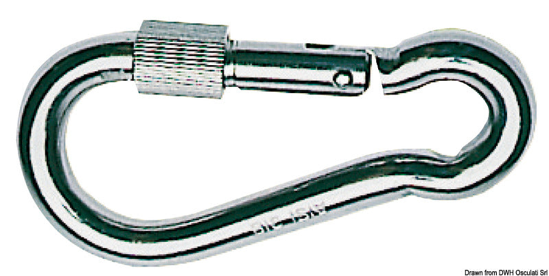 Stainless Carbine hooks with screw safety sleeve