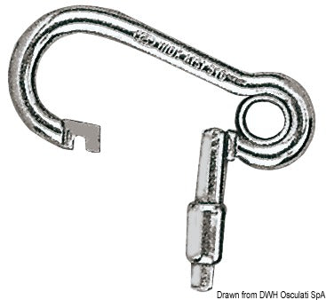 Carbine hook with outer opening, made of stainless steel