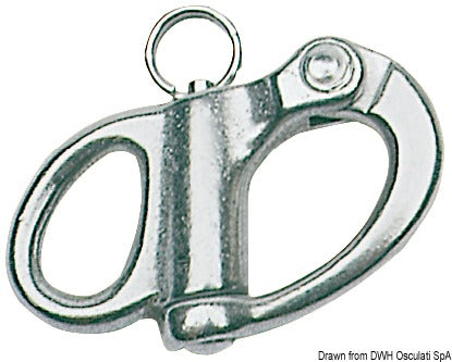 Snap-shackle for spinnaker, halyards and general purposes, made of stainless steel