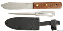 Kniv + splitningspinne i läderfodral
