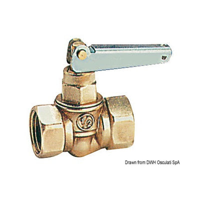 Fuel shut-off valve, fitted with 180° spring swive
