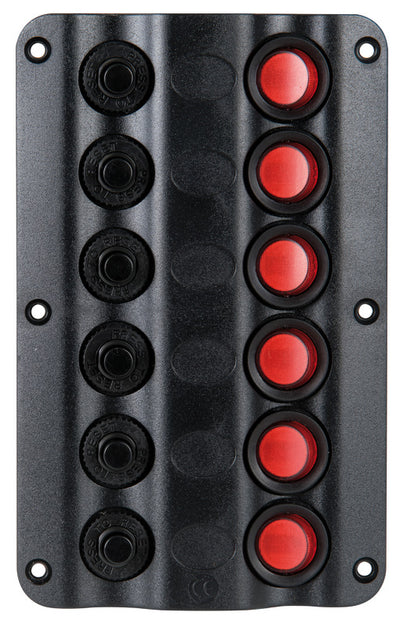 Wave Design -sähköinen ohjauspaneeli keinukytkimillä ja LED-merkkivaloilla