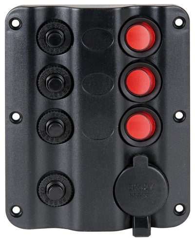 Wave Design -sähköinen ohjauspaneeli keinukytkimillä ja LED-merkkivaloilla