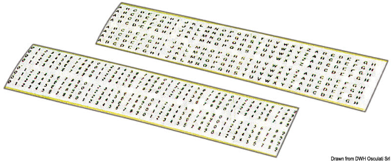 Itsekiinnittyvät numerot ja kirjaimet, musta valkoisella taustalla, 3 mm koko