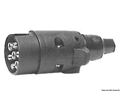 7-napainen pistoke ja pistorasia