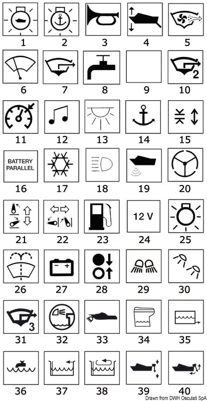 Toggles with lighted symbols