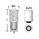 LED-pære for lys, orienteringslys og navigasjonslykter, BA9S-sokkel