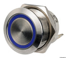 Low-profile stainless steel Pushpull switch, blue LED
