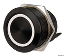 FLAT S.S. black switch 12/24V, white RBW LED ring