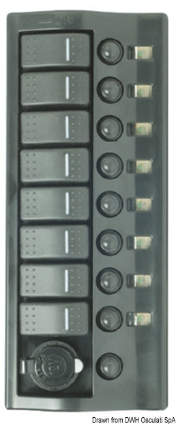 Sähköinen ohjauspaneeli upotettavilla keinukytkimillä