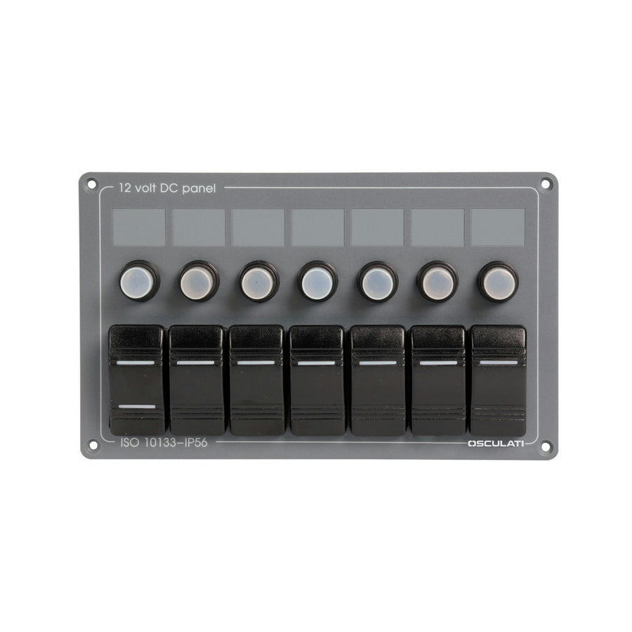 Horizontal electrical panel with 7 switches