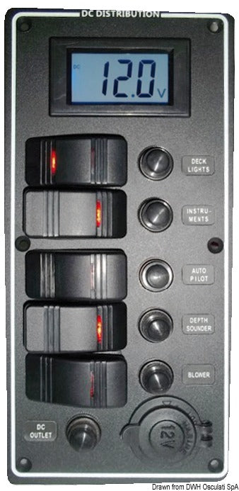 Electrical panel PCAL series with 9/32V digital voltmeter