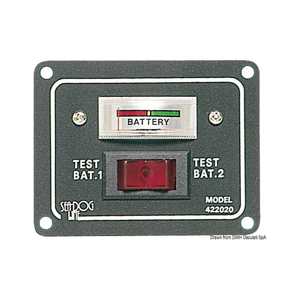 Panel with tester for 2 batteries and activation s