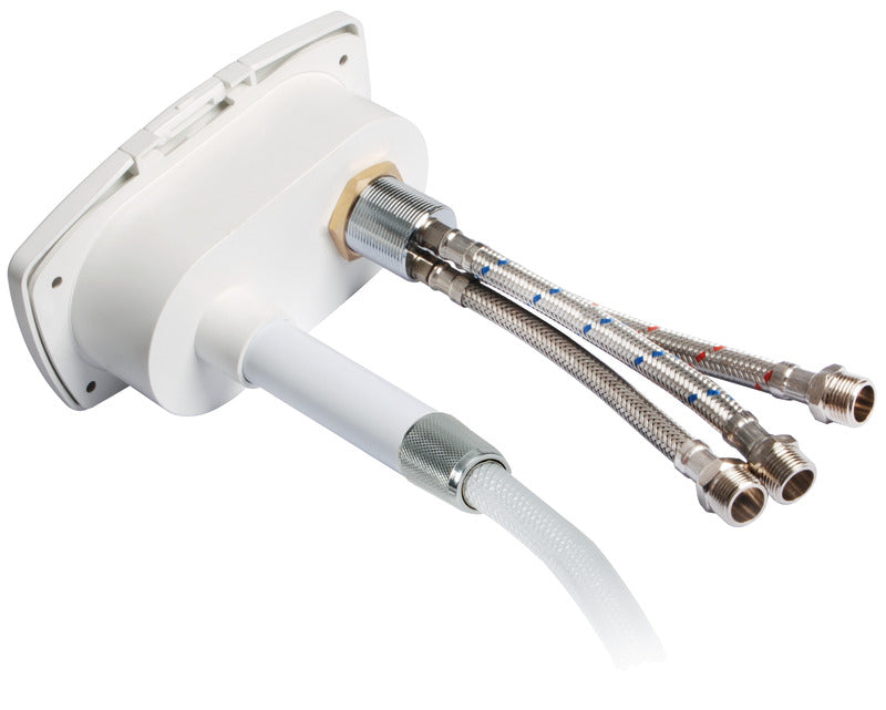 New Edge deck shower with Mizar mixer and push-button shower head