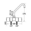Slide series high swivel mixer tap, hot/cold water
