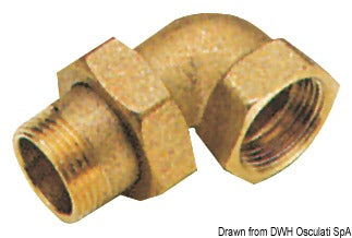 3 piece connector 90° male/female fitted with sphero-conical seal and o-ring
