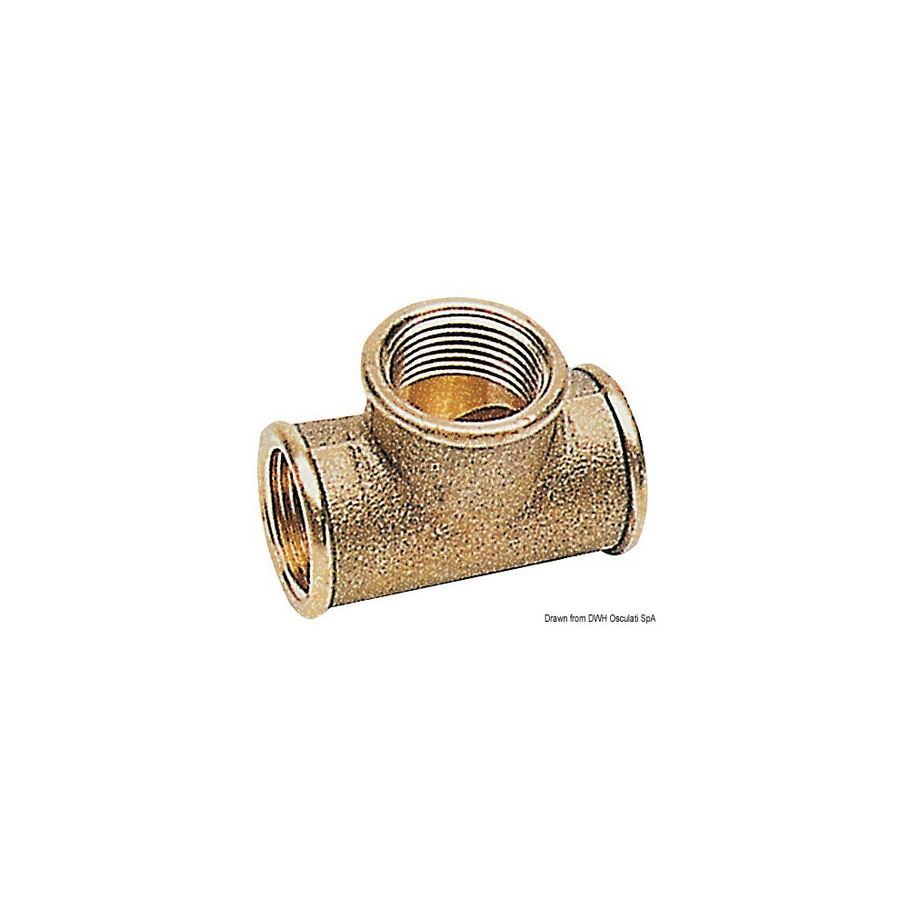 Messing T-rørkobling 1" x 3/4" x 1"