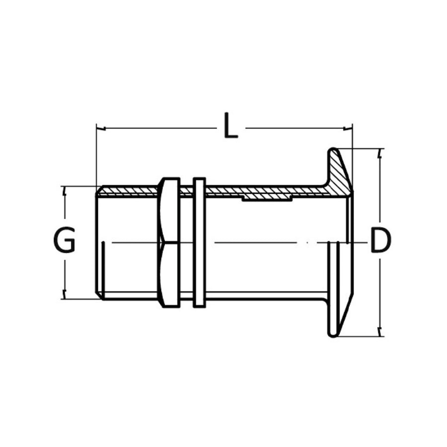 All-thread skin fitting, flared head