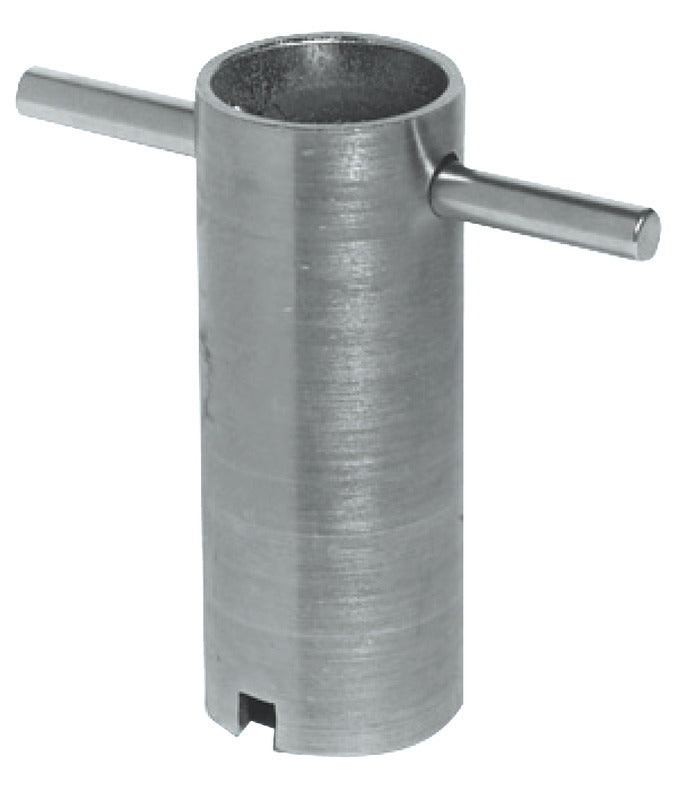 Galvanized steel tool for quick mounting of brass or stainless steel skin fittings