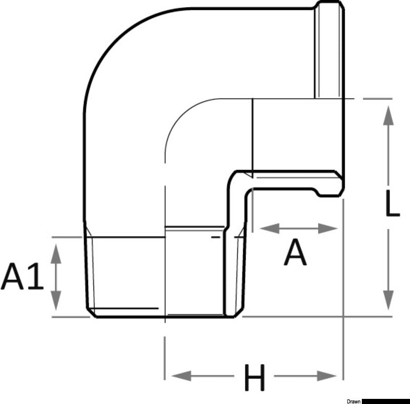 GUIDI pronssinen U-N 90° kulmaliitin