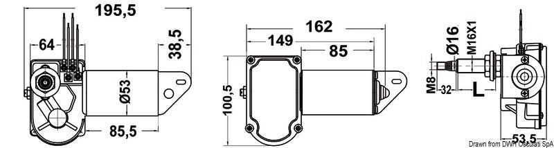 20W motor for max 550-mm wiperarms and blades