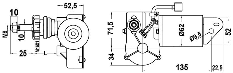 30 W torkarmotor för max 550 mm armar och torkarblad