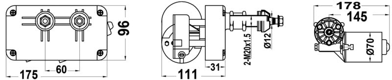 50 W torkarmotor för max 800 mm armar och max 700 mm torkarblad