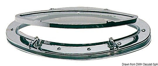 Elliptinen kromattu messinkiportholi 240 x 510 mm
