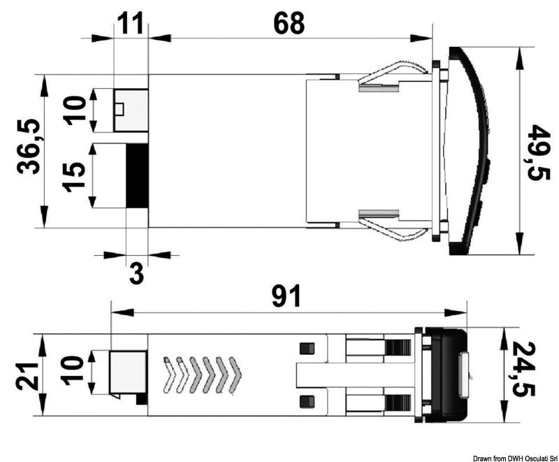 Switch for 3 windshield wipers 15 A