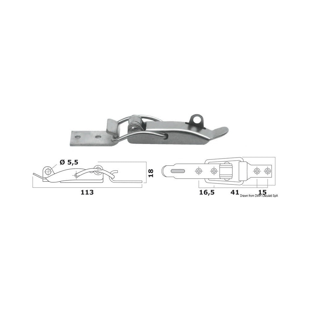Stainless steel toggle fastener lockable