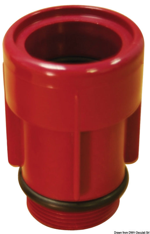 Hose connector to make waste deck filler ISO8840-compliant