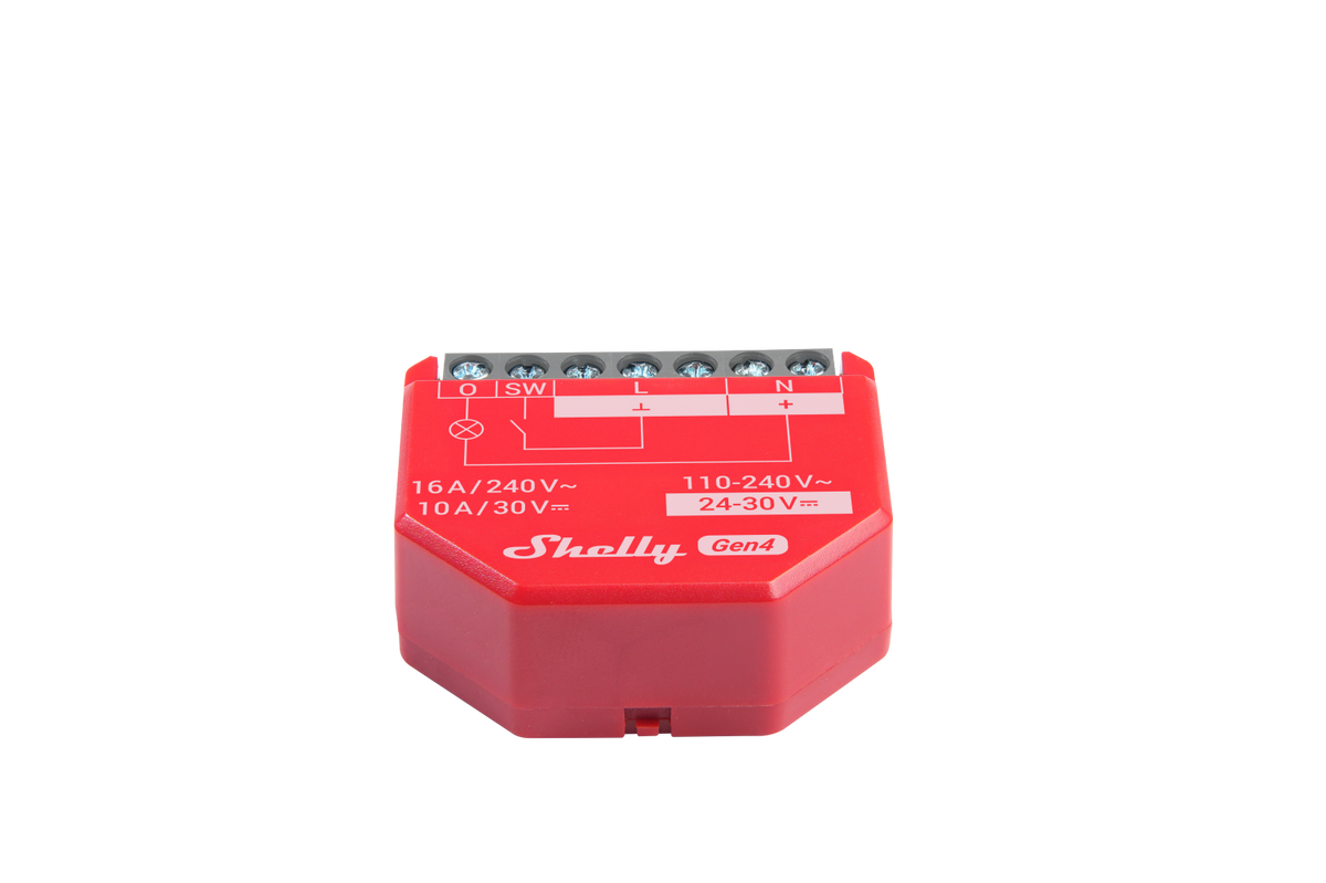 Shelly 1PM Gen4 -rele, 1-kanavainen mittauksella, Matter/Zigbee, 24 V DC & 230 V
