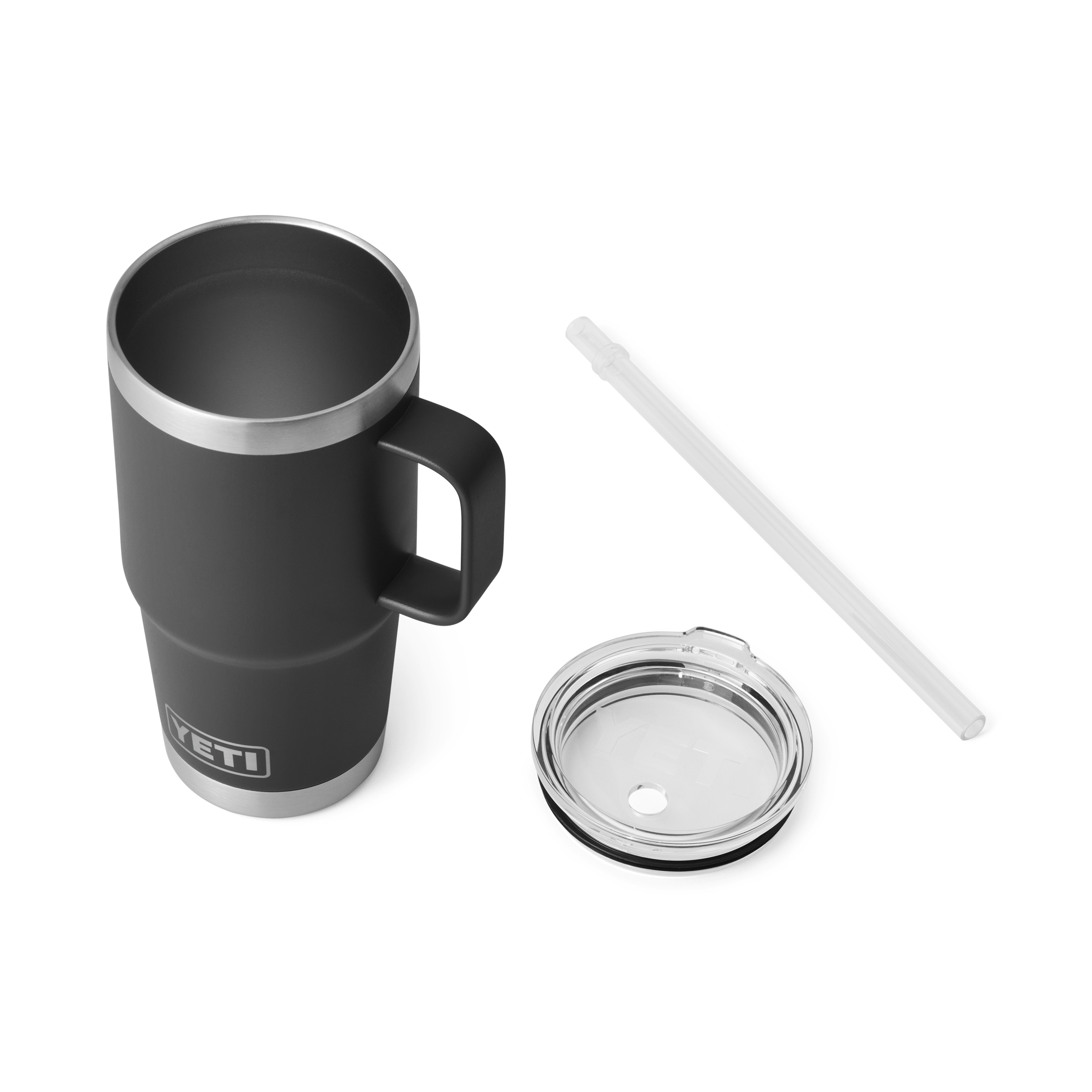 YETI Rambler 25 oz Straw Mug 2.0 Black three-quarter view no lid