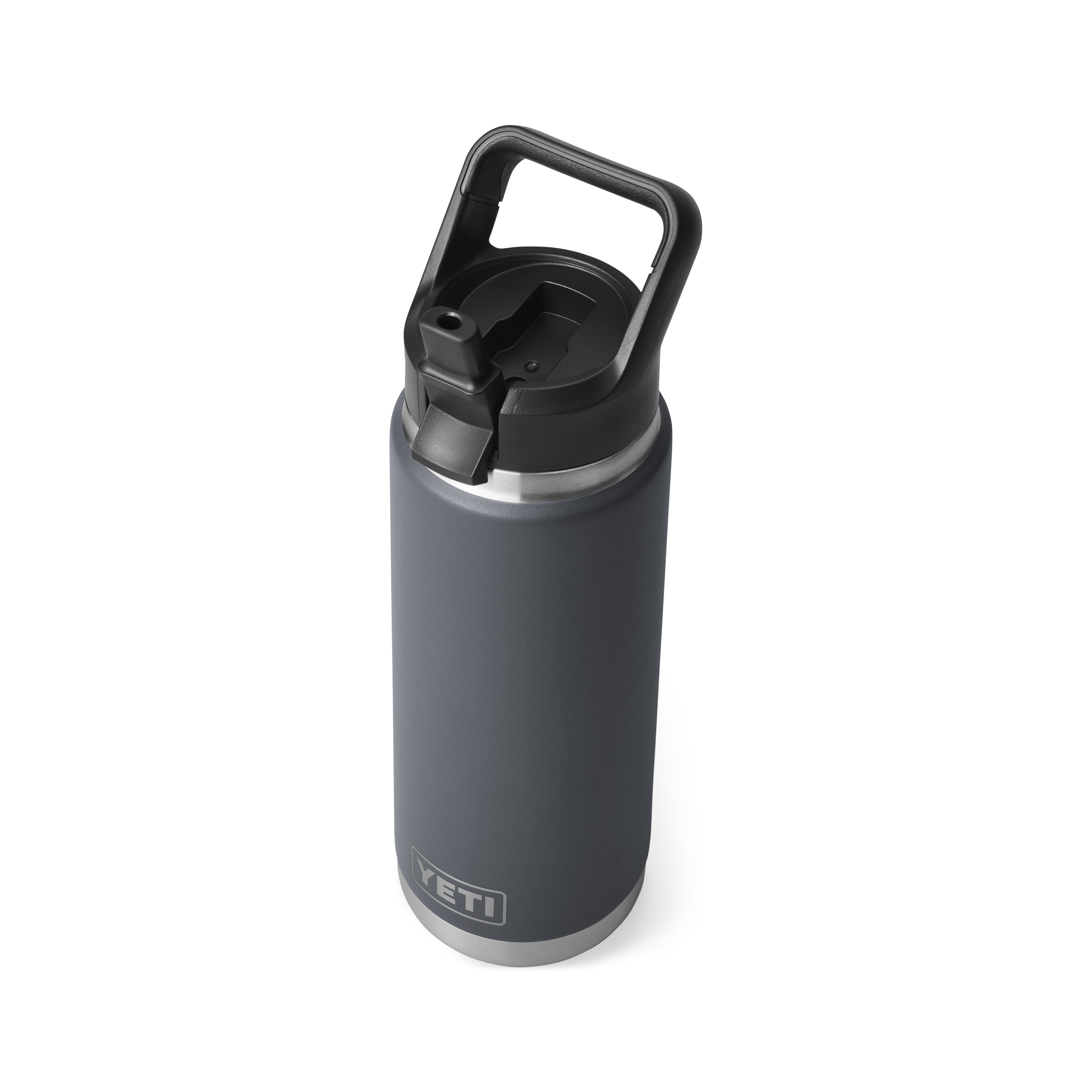 YETI Rambler 26 oz Bottle Chug Charcoal three-quarter view up