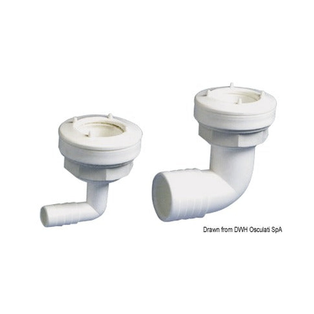 90° outlet for flexible water tank