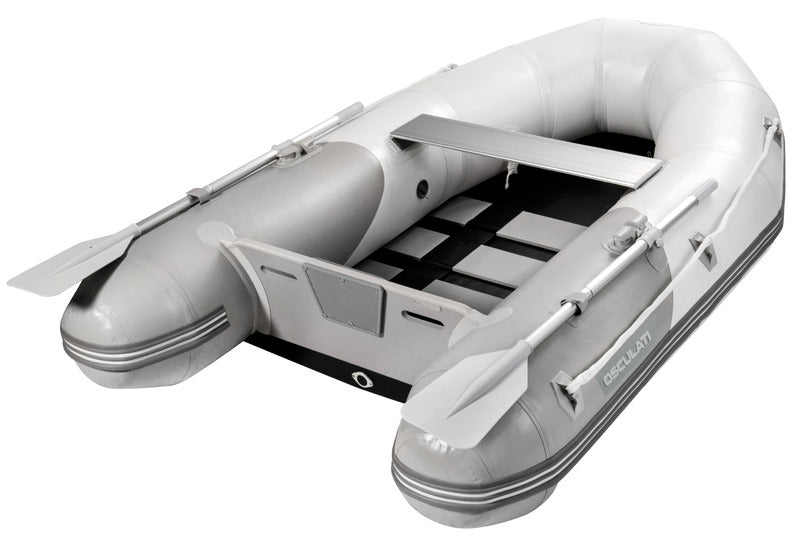 Rubber dinghy with cross slat bottom
