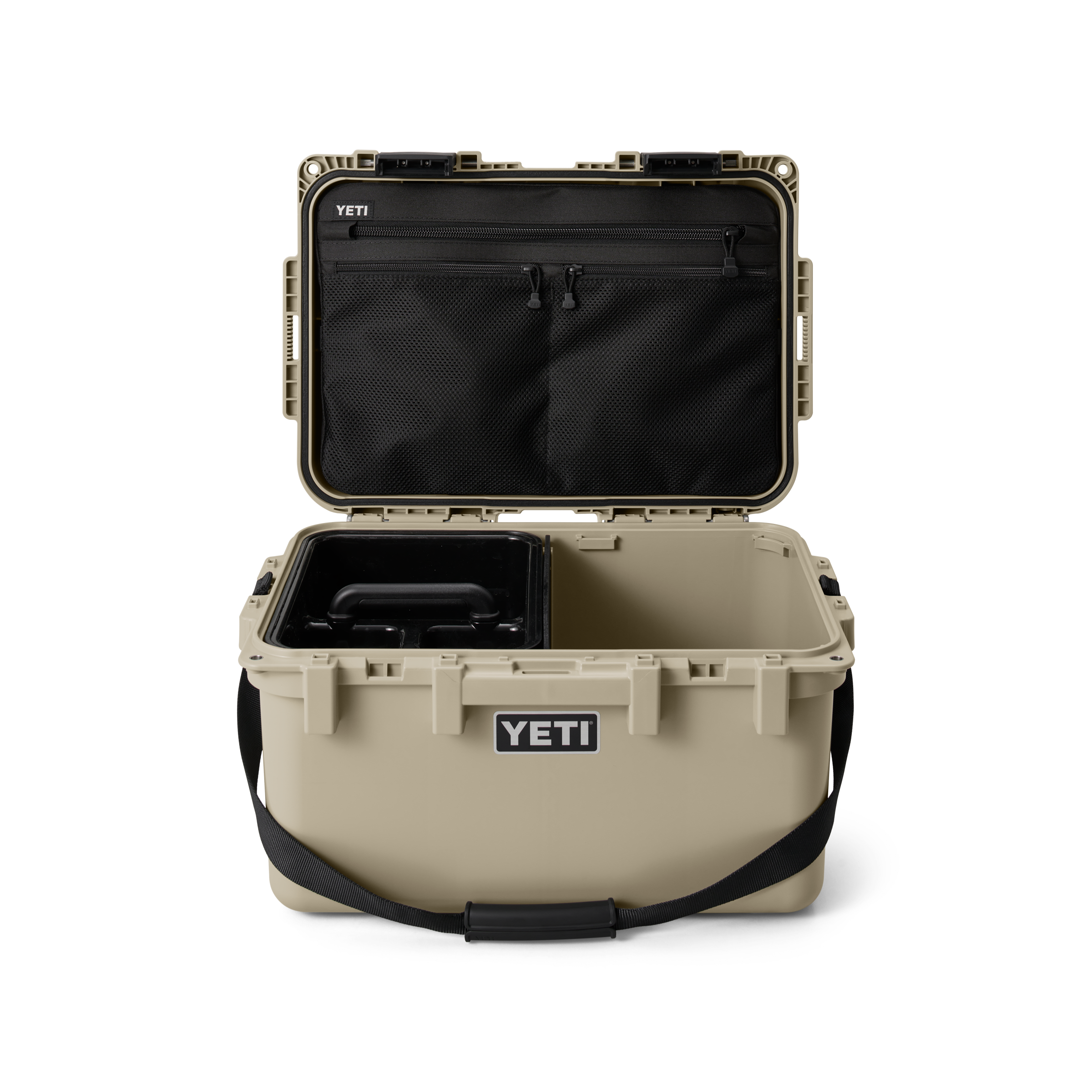 YETI LoadOut GoBox 30 2.0 Tan front view open