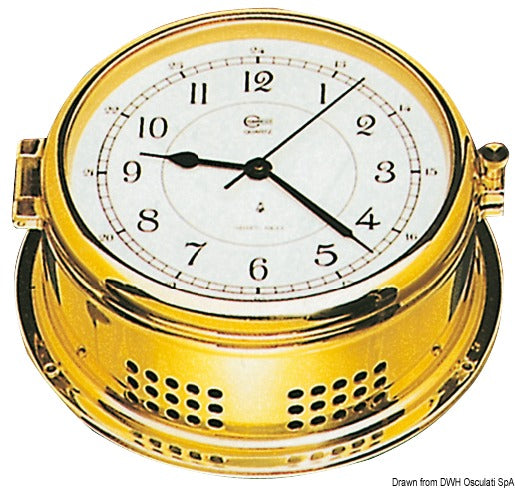 Marine quartz clock with brass housing