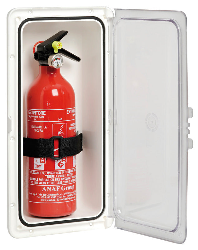 Extinguisher compartment with door