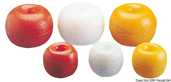 Keskellä olevalla reiällä varustetut polyeteenistä valmistetut poijut