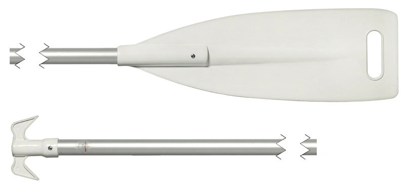 Melat, joissa on valkoinen ABS-terä ja nailoninen venekoukkukahva