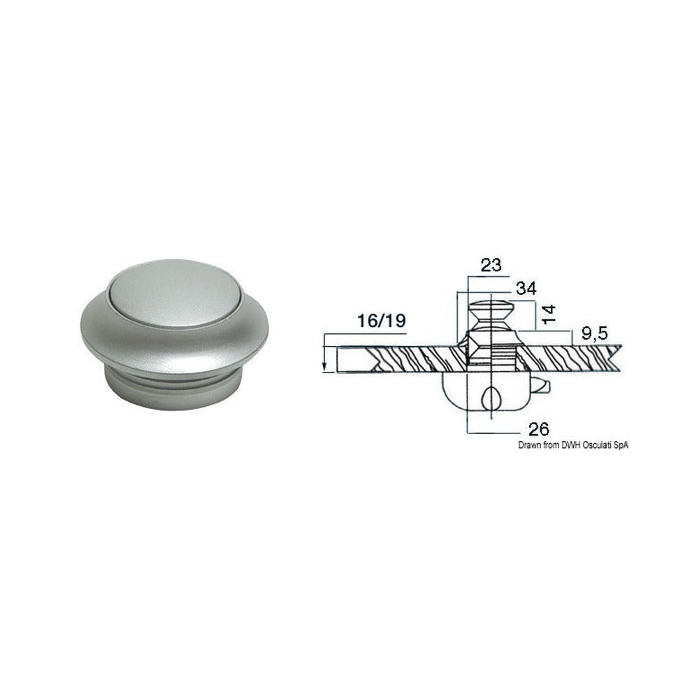 Knob with pearl chromed brass ring