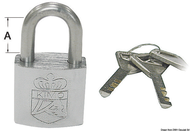 Set med 4 marina hänglås med samma ABLOY säkerhetsnyckel